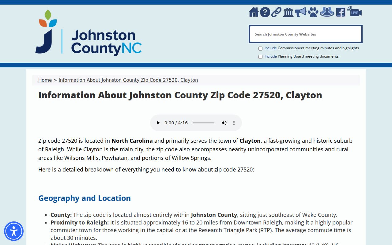Clayton ZIP code directory image for official 27520 postal geography