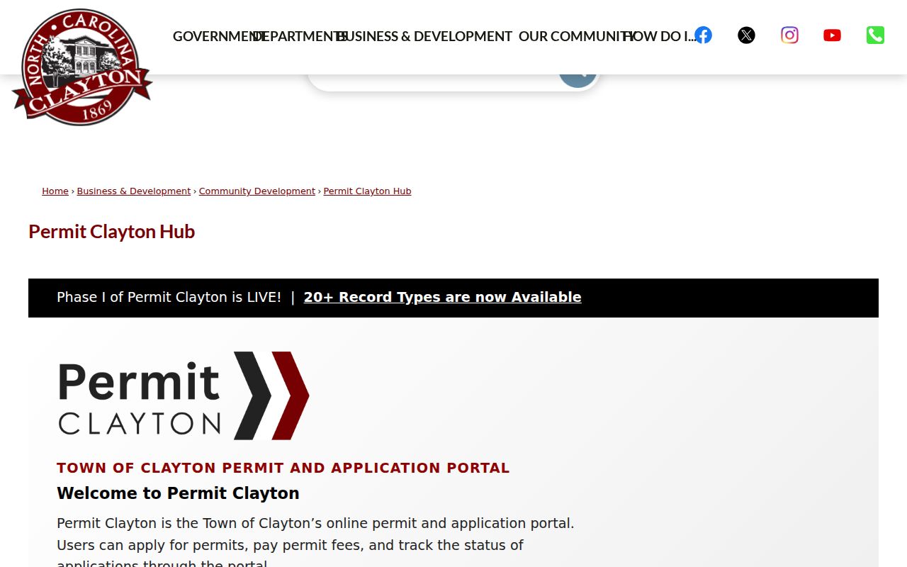 Clayton street directory Permit Clayton Hub public record categories