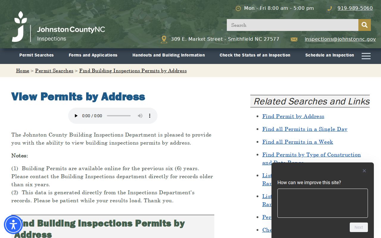 Clayton neighbors Johnston County permit search