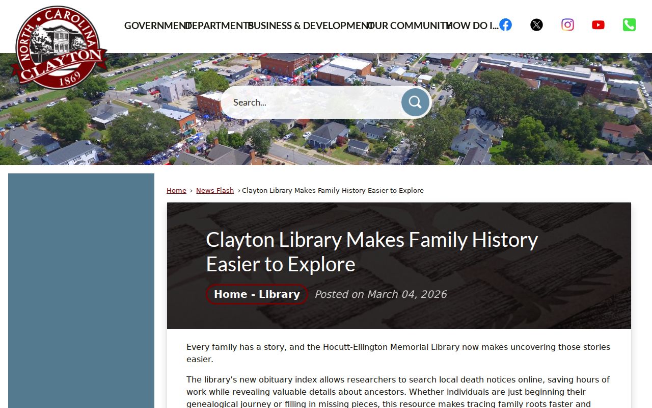Clayton historic directory research image for the local obituary index announcement